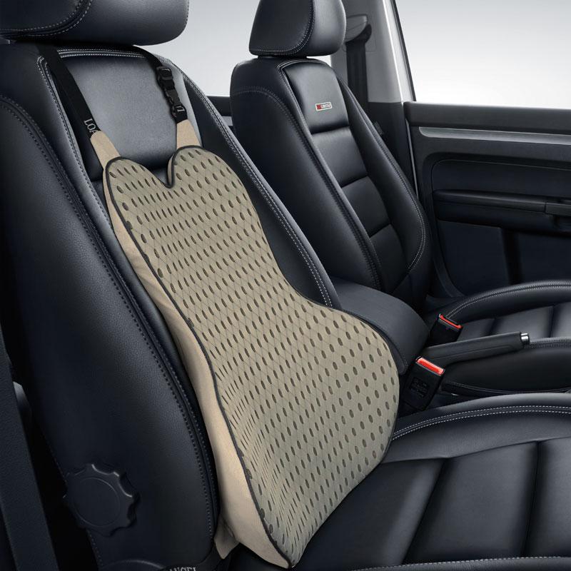 Car Memory Foam Seat Protector Cushion with Belt Auto Cotton Mesh Lumbar Support Pillow for Driving Soft Back Pain Office