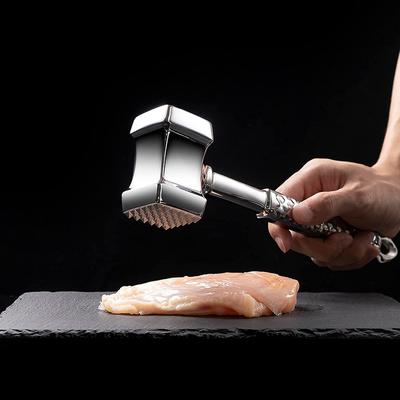 304 Stainless Steel Meat Tenderizer Hammer, Dual Sided Meat Mallet Pounder for Beef, Steak & Poultry - Kitchen Tools
