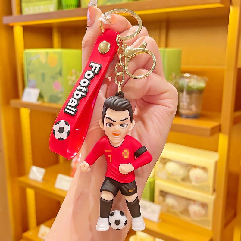 Cartoon Football Star Keychain: Exquisite World Cup Souvenir Ornament for Boys Backpacks & Fans