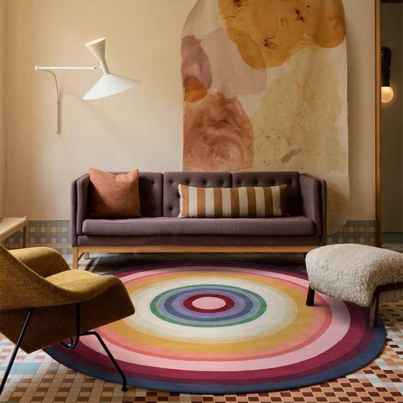 Dopamine Round Living Room Carpet Large Area Color Art Bedroom Rug Trendy Advanced Home Decoration Coffee Table Mats Alfombra
