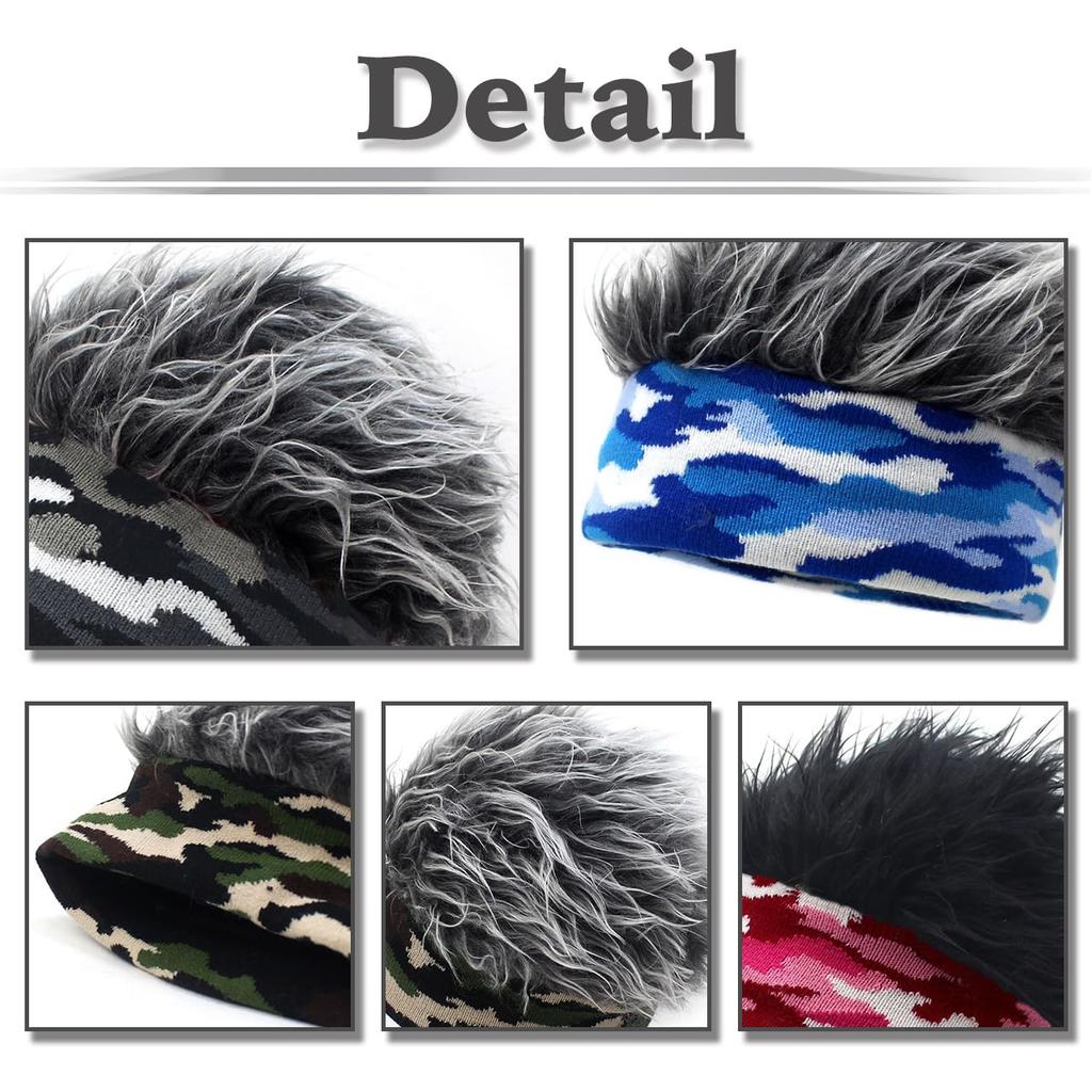 Camouflage Hair CZ290 [White Fang] Hat, Wig, Hat, Ski, Snowboard, Fur, Colorful, Men's, Women's, (Gray)