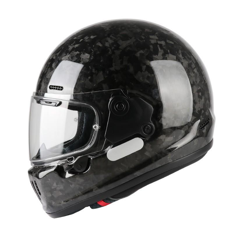 Ultra-Light Carbon Fiber Full Face Motorcycle Helmet Adults Lightweight Retro Style With Removable Visor