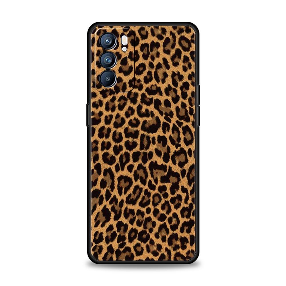 Phone Case For Oppo A54 A53 A52 A9 A15 A95 A17 A16 A76 A74 A57 Find X6 X5 Reno8 Reno7 Reno6 Pro 5G Cover Leopard Cheetah Print