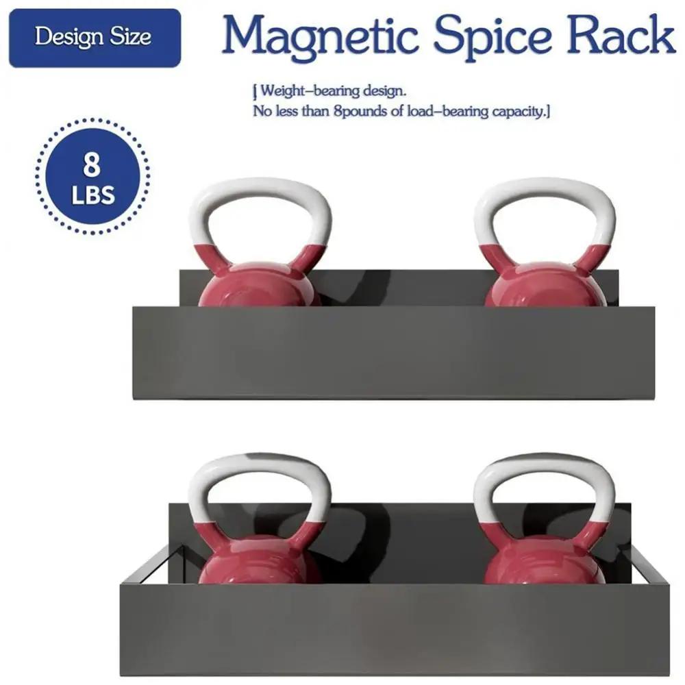 Magnetic Fridge Shelf Spice Storage Rack Black Iron Space Saving For Cabinet On The Side Of Refrigerator Kitchen Organizer Shelf