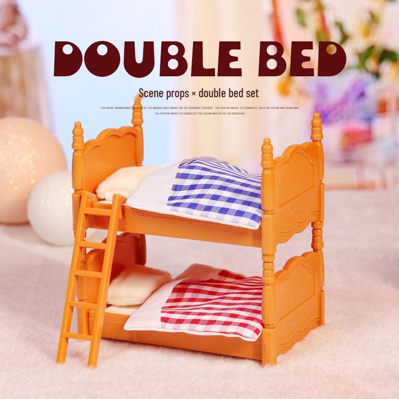 Mini Dollhouse Accessories: Bedroom & Kitchen Play Furniture Set
