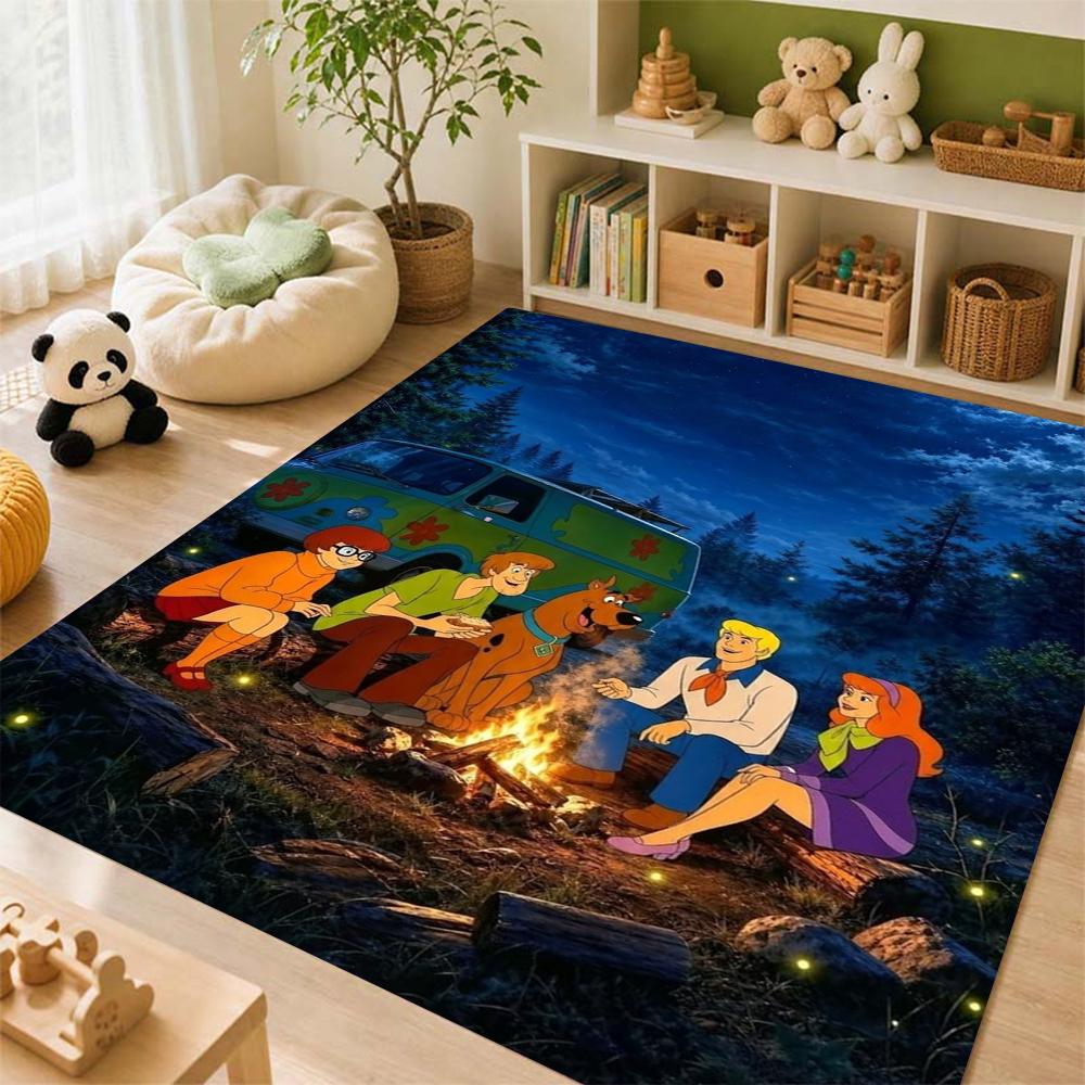 Mystery Inc Campfire Night Tales Printed Rug Soft Texture Nonslip Carpet For Kids Bedroom Play Area Home Decor Great Holiday Gift