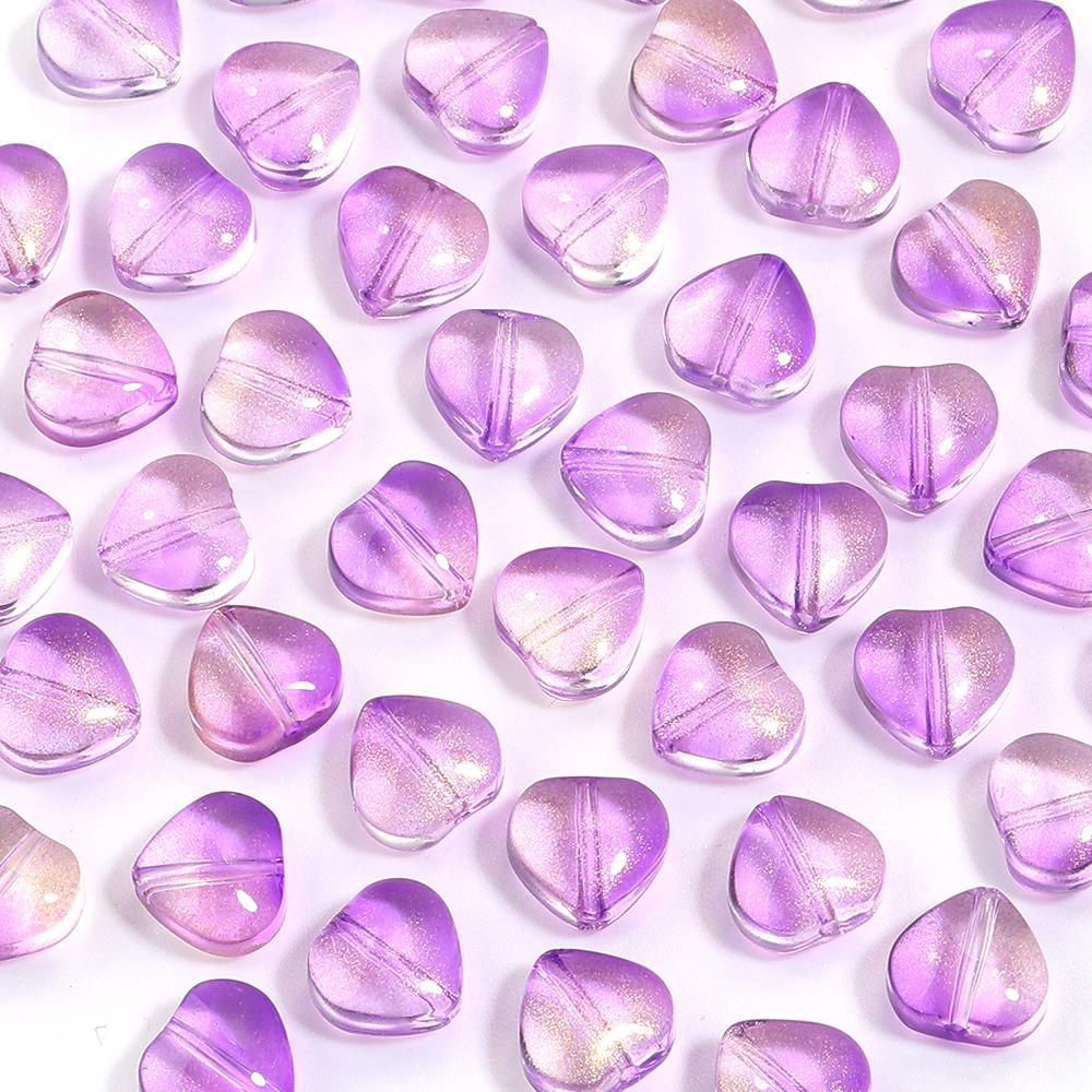 50Pcs/lot Heart Shape Czech Glass Beads Colorful Clear Loose Lampwork Beads for DIY Bracelets Charms Jewelry Making Accessories