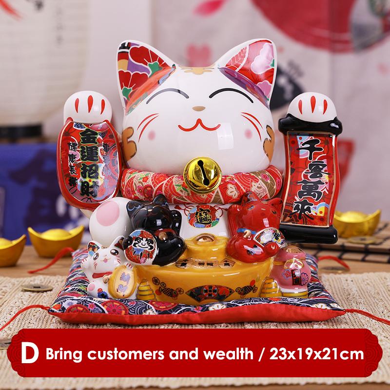 9 Inch Ceramic Maneki Neko Money Box Lucky Fortune Cat Figurine Coin Bank Home Decoration Kitten Ornament Business Gift