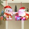 Glowing Santa Door Hanger LED Christmas Decor with Reindeer Snowman DIY Lighted Holiday Hanging Ornaments for Window Mantel Decorations