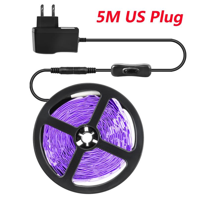 5M/10M UV LED Strip Light Ultraviolet Lamp 385-400nm Black Light 2835 SMD DC12V Ribbon For Glow Party Kitchen Decoration