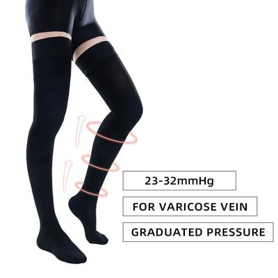 Medizinische Kompressionsstrümpfe 20-30mmHg Graduierter Druck Oberschenkelhoch Elastische Pflegesocken für Krampfadern Ödeme Schwellungen
