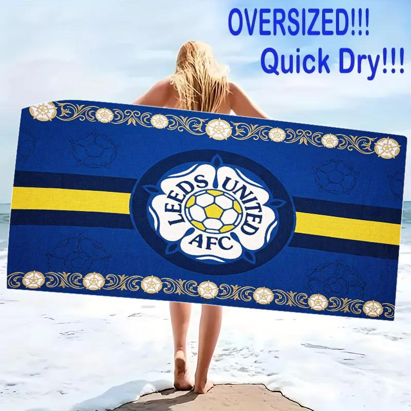 Leeds United Print Beach Towel, Large Soft Quick Dry Towel for Beach Camping Swimming