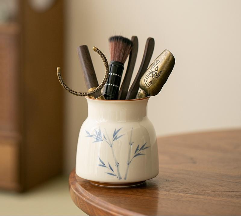 Hand Drawn Bamboo Persimmon Tea Ceremony Six Gentlemen Zen Kung Fu Tea Set Tea Knife Tea Needle Chaze Tea Tool Set Teaware Utens