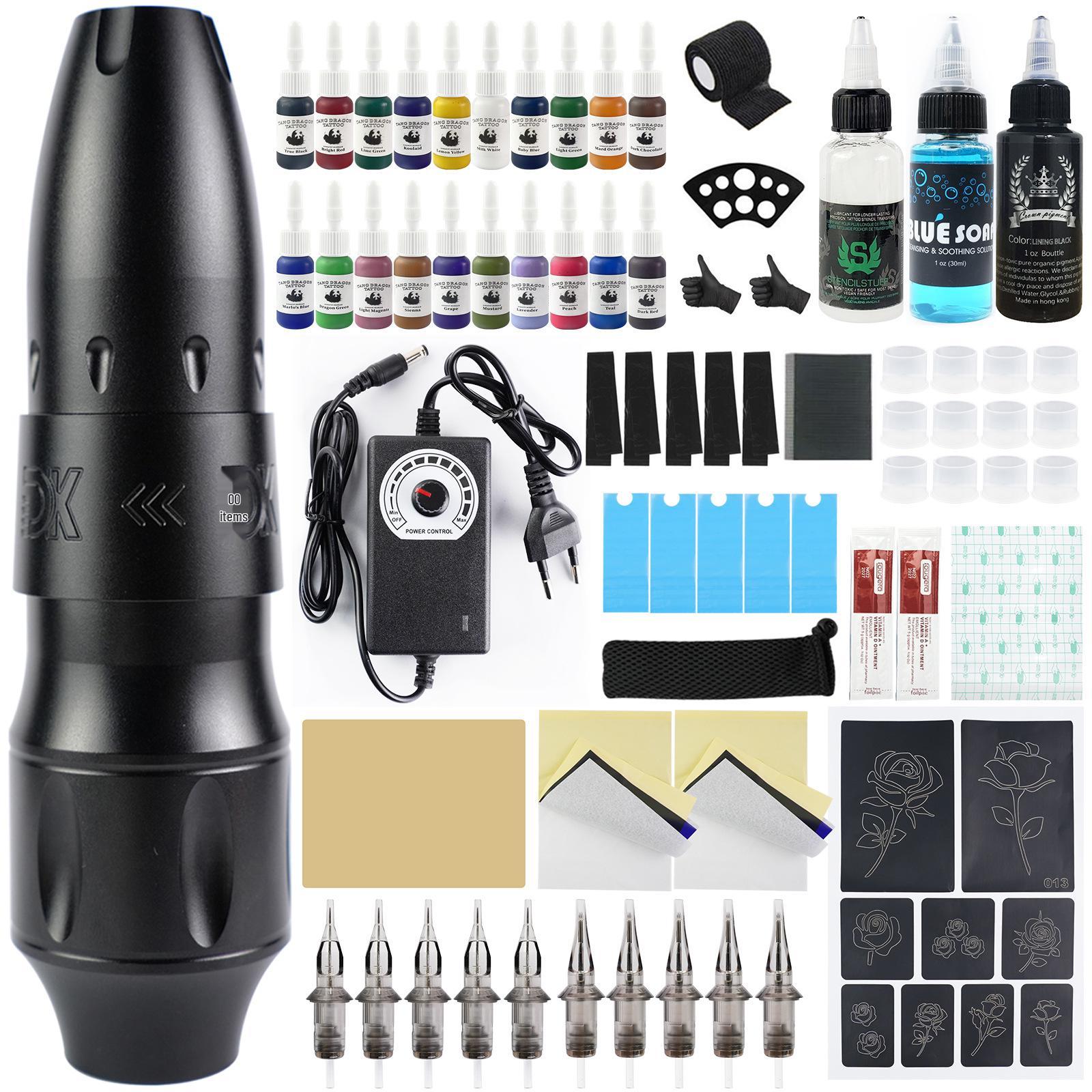 

Bee Sting No. 5 Tattoo Pen Set: Beginner Motor Pen and Practice Kit EU Plug