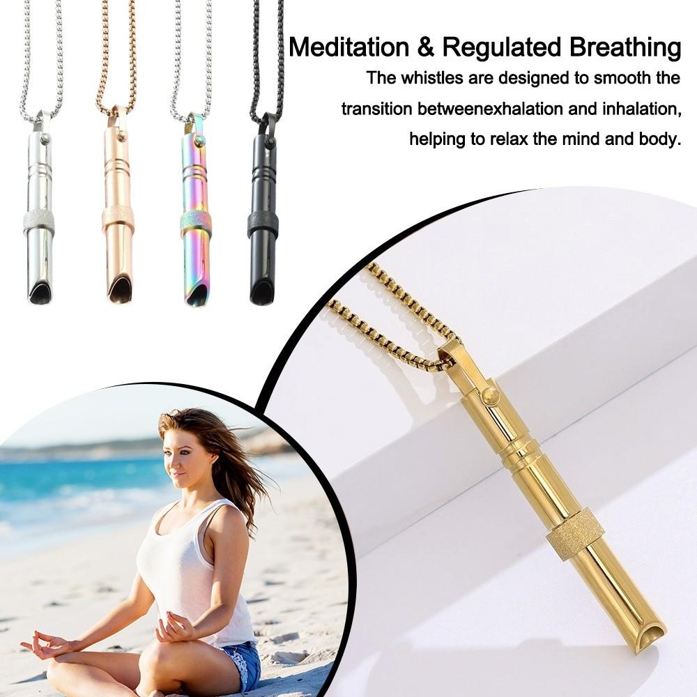 Mindfulness Training Whistle Necklace Rotatable Portable Relaxation Necklace Stainless Steel Yoga Necklace Necklace