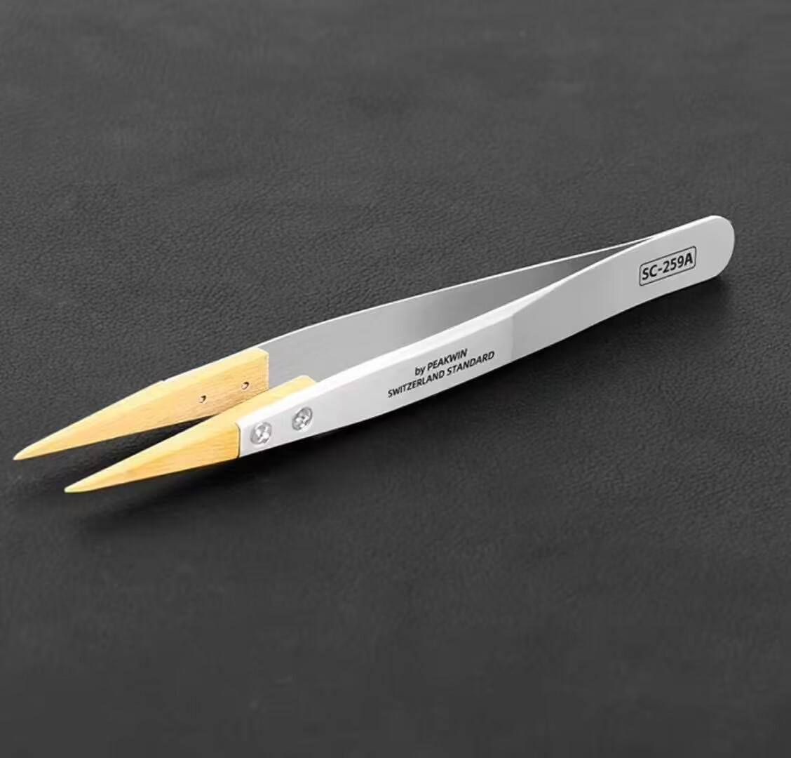 

Инструмент для ремонта часов, пинцет из самшита, прецизионный антимагнитный пинцет, пинцет с острым кончиком № 27, изолированный и не повреждающий детали