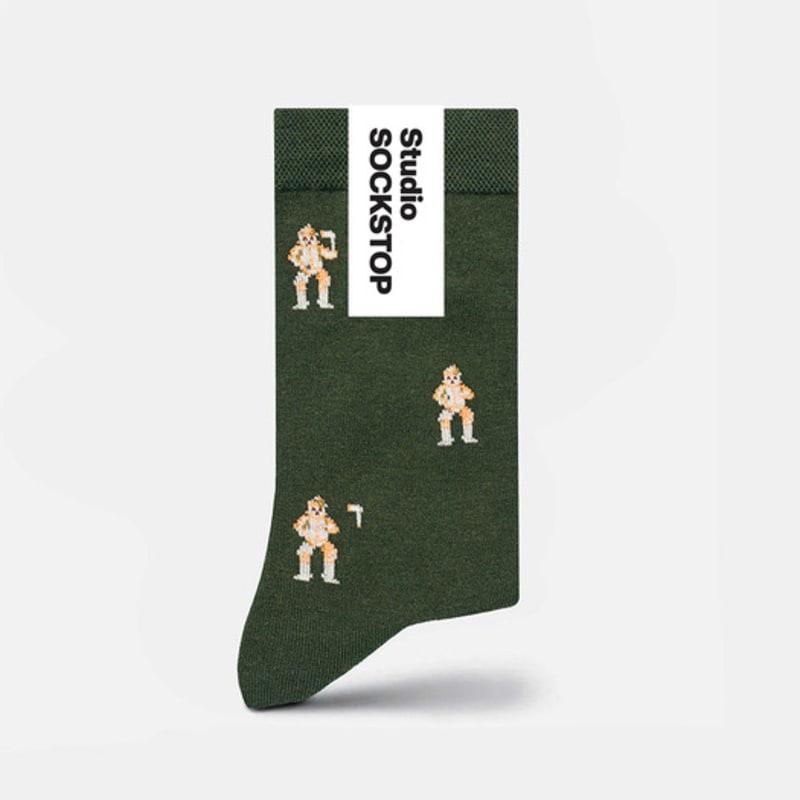 STUDIO SOCKSTOP Wizard of Oz Tin Woodman Green Embroidered Socks