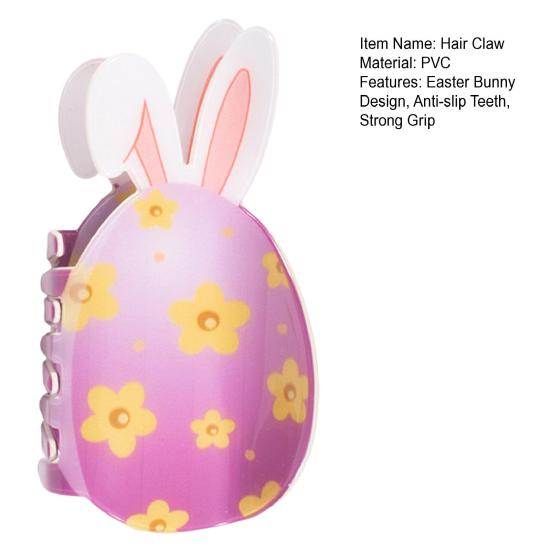 Yousheng Hair Claw Easter Bunny Design Back Head Hair Clip Anti-slip Teeth Strong Grip Shark Hair Clip Lightweight Versatile Hair Accessory