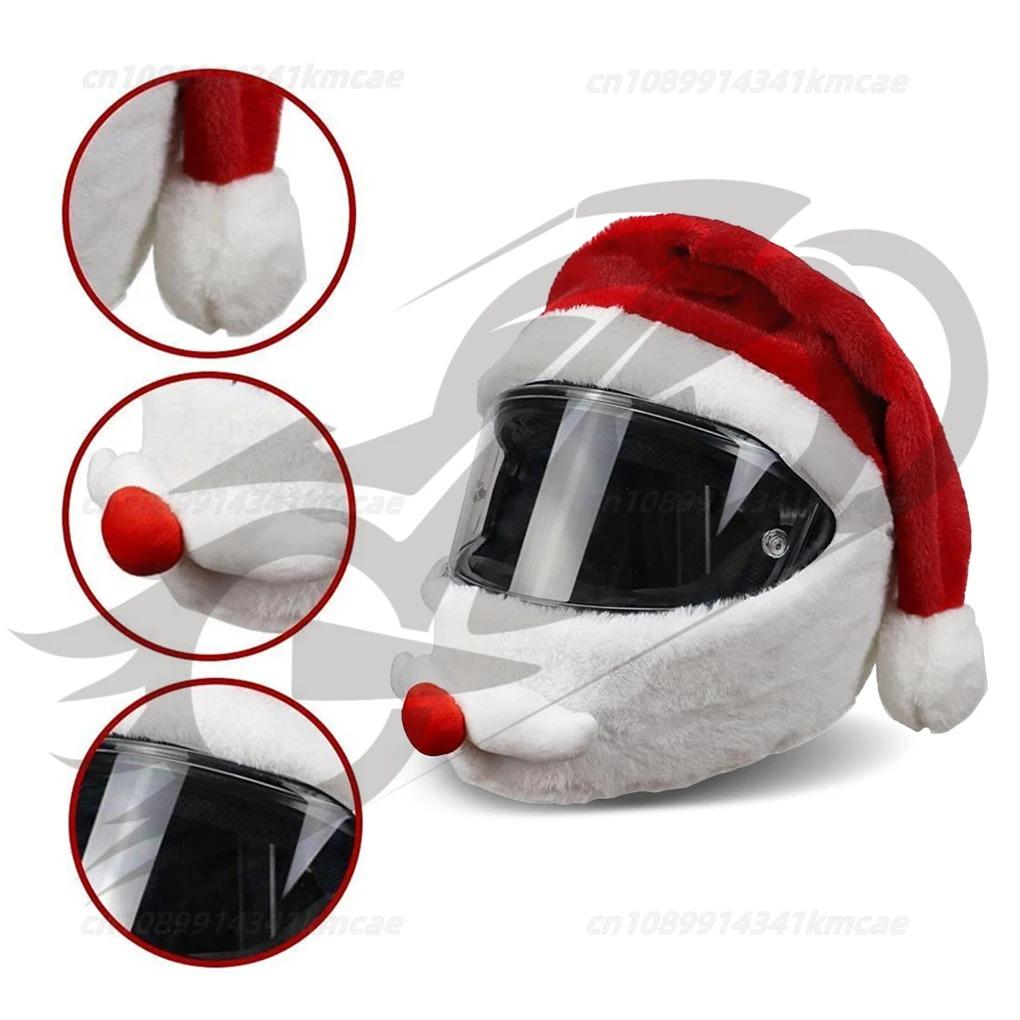 Universal Motorcycle Christmas Helmet Cover Cartoon Elk Santa Claus Fluffy Plush Set Christmas Cosplay Splicing Head Cover Helmet Communication 7