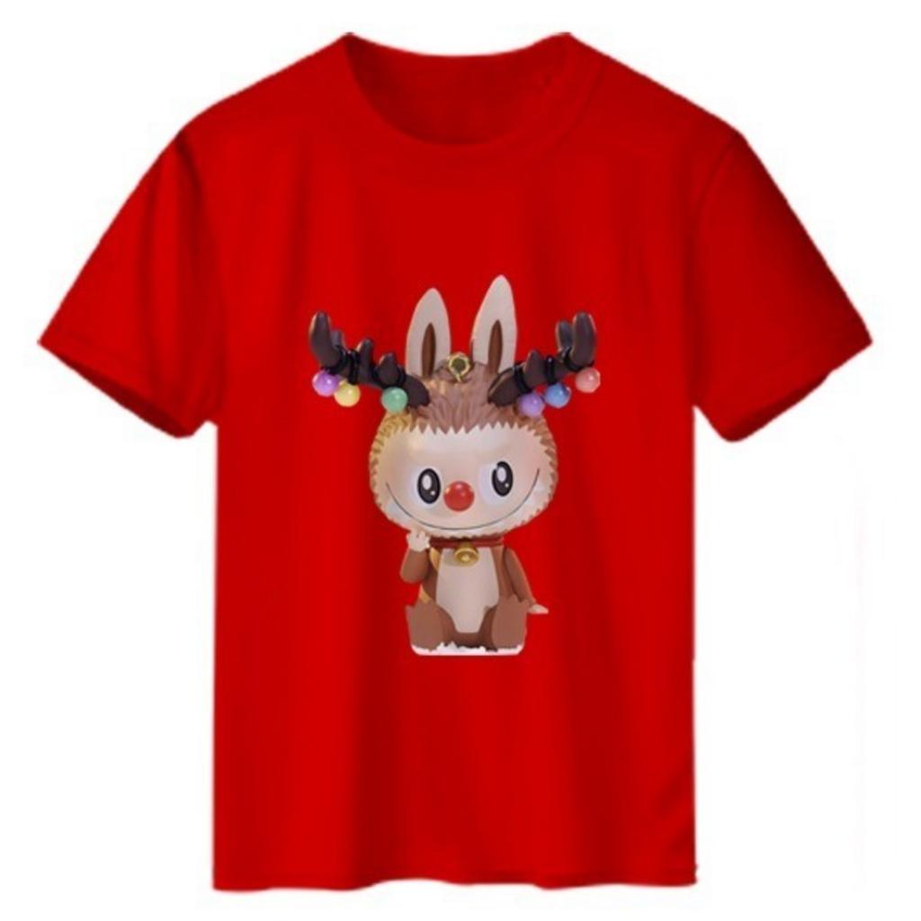 Labubu Štědrý večer stylové a pohodlné unisex kulatý výstřih krátký rukáv