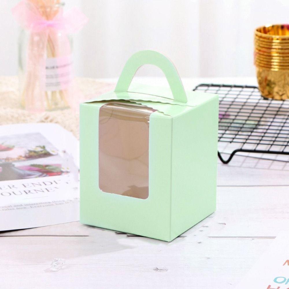 50pcs Clear Window Muffin Box With Handle Pastry Box DIY Supplies Cake Box  Wedding