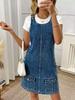 European-American Retro Denim Overall Skirt for Women - Summer Petite Zipper Design Dress