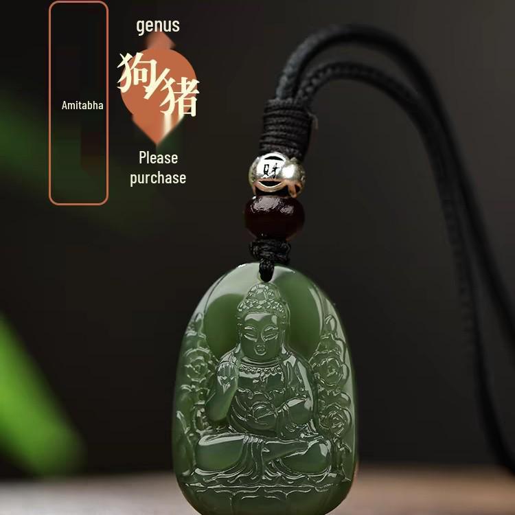 Natural Hetian Jade Zodiac Pendant: Samantabhadra Manjushri Guardian Deities for Men Women. свиньи