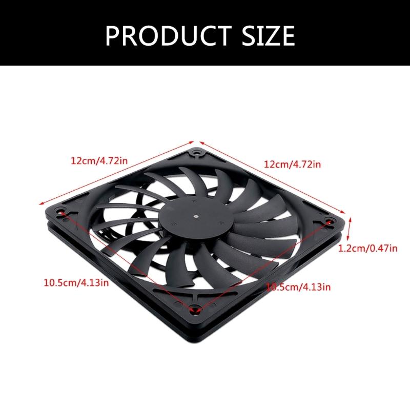 Slim 120x120x12mm 12V 0.20A 1400RPM Computer Cooling Fan with High Airflow and Low Noise Level