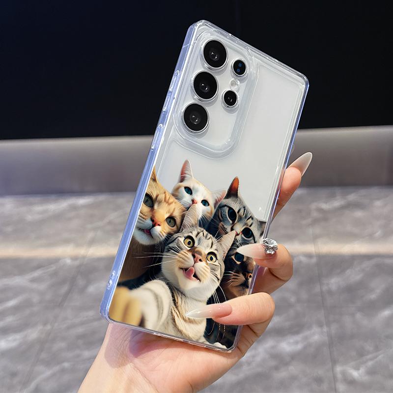 Kind and lovely cat Phone Case for Samsung Galaxy S25 Ultra S20 FE S21 S22+ S23 Plus S24 S26 Edge Cases Transparent Soft Covers