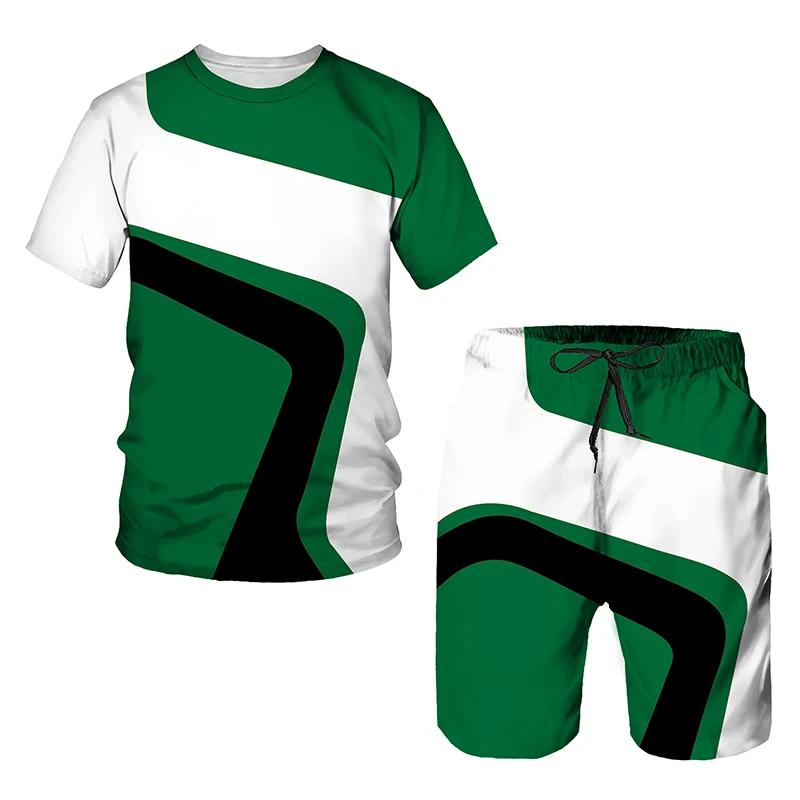 Children's Summer Trendy Sportswear Harajuku Round Neck Short-sleeved T-shirt Casual Shorts 2-piece Set Outdoor Sports