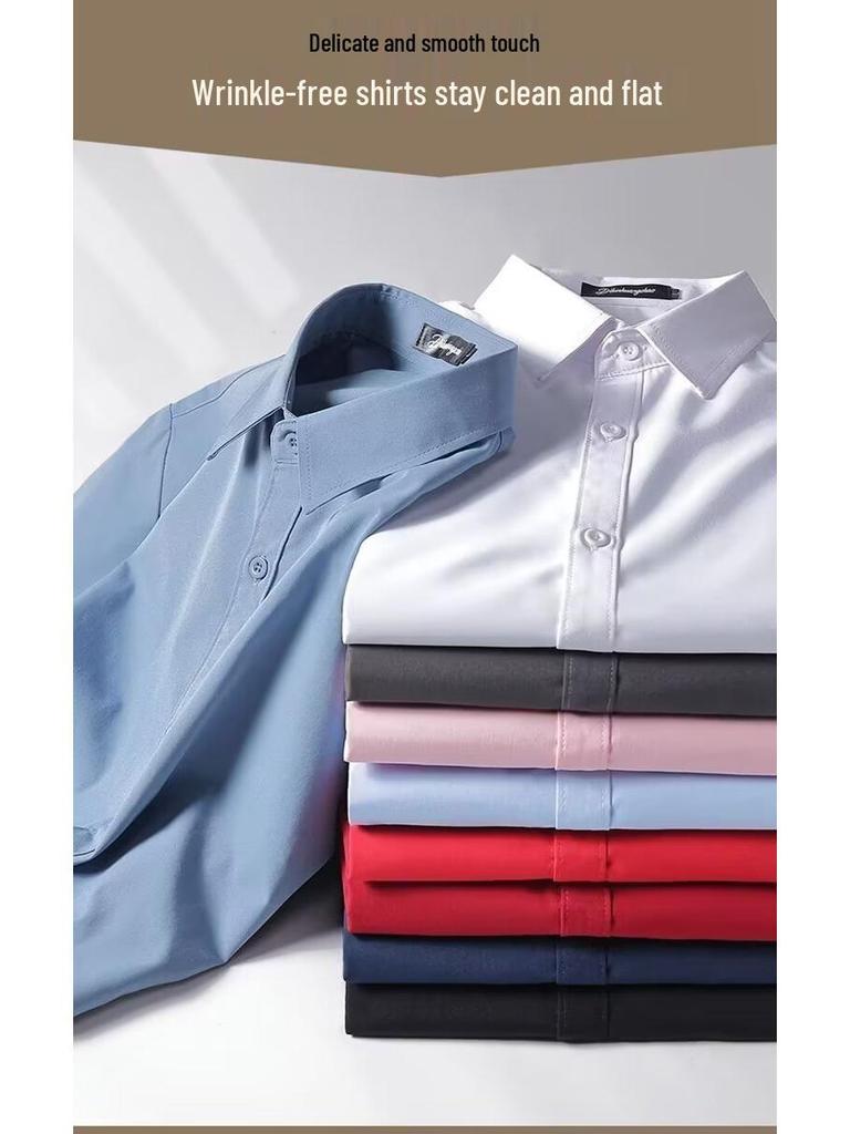 Men's Slim Fit Wrinkle-Resistant Black & Grey Wedding Shirt - Long Sleeve Formal Wear