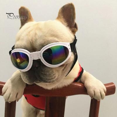 Occhiali da sole polarizzati per cani di piccola taglia, protezione UV, antivento, occhiali da sole per animali domestici, occhiali da sole pieghevoli regolabili con fascia elastica per esterni
