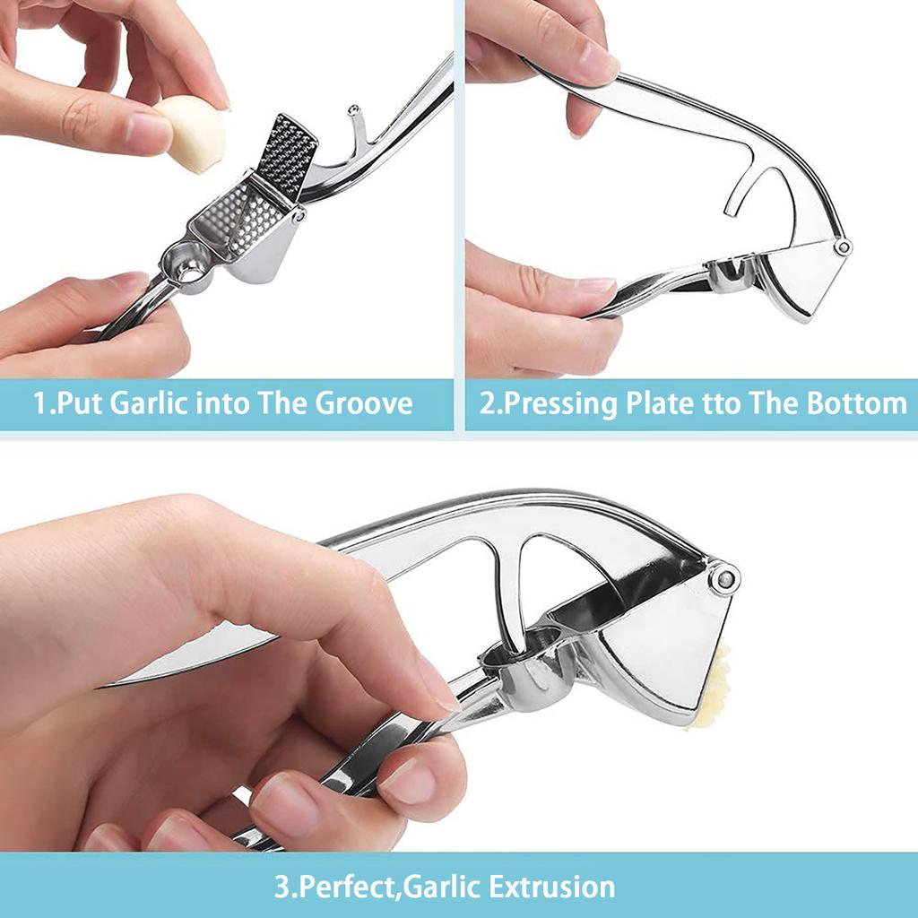 Garlic Press Stainless Steel Whekeosh Upgraded Pro Food Grade Garlic Mincer