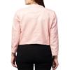 NOORA Womens Real Lambskin Baby Pink Leather Jacket With Zipper & Pocket | Shoulder Strap | Snap On Sleeves |