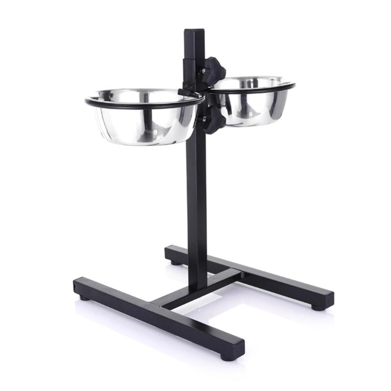 Dog Food Bowls Stainless Steel Spill-proof Dog Bowl Raised Dog Bowl Stand 2 Dog Food Bowls for Food and Water Durable