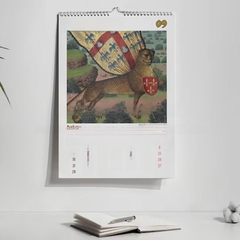 Daily Weekly Monthly Wall Calendar Medieval Horse Painting 12 Month Planner  For Bedroom