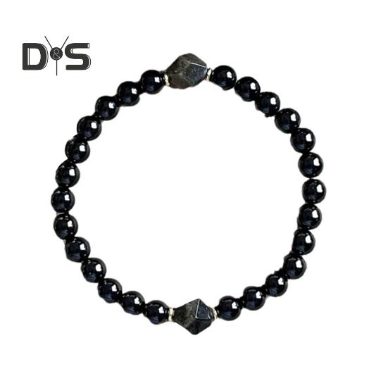 Black Obsidian Bead Bracelet Handmade Beaded Stretch Bracelets for Men Women 6mm Beads Feng Shui Bracelet for Mother's Day Father's Day Birthday Gifts