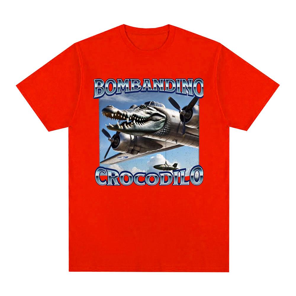 Bombardiro Crocodilo Funny Crocodile Plane Bomber Meme T-shirt Men Women Clothing Casual Cotton Oversized Short Sleeve T Shirts