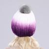 Winter hat Good elasticity women knitted 100% real rex rabbit fur cap with fox fur pompoms Natural rex rabbit fur lady warm hats