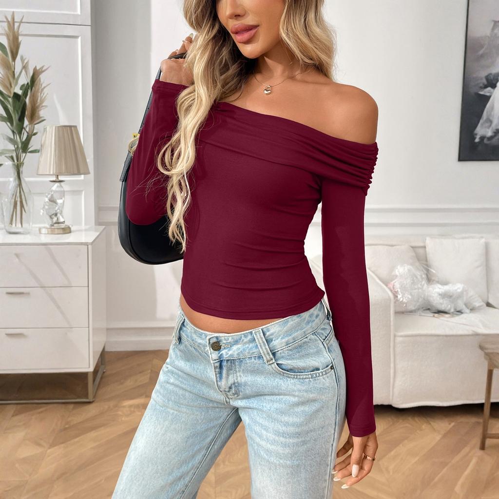 Women Tops Long Sleeve R-Neck Shirts Fall Fashion  Casual Business Tunic Blouses
