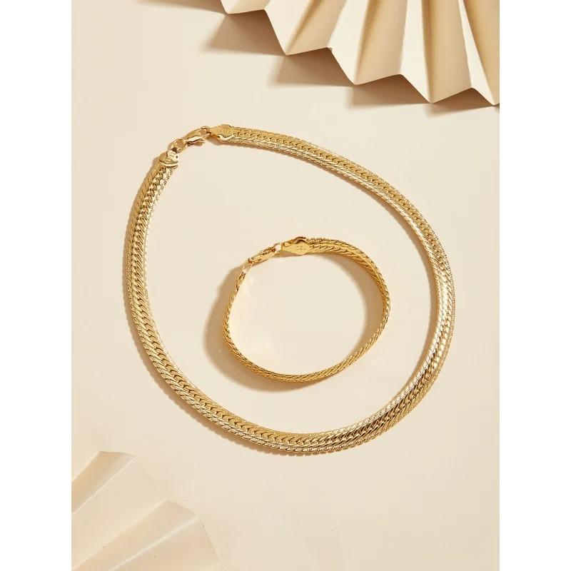 

Selead2022 Горячие наборы ювелирных изделий унисекс, плоская цепочка в виде змеи, медное ожерелье, браслеты для женщин и мужчин, ювелирные изделия для вечеринок