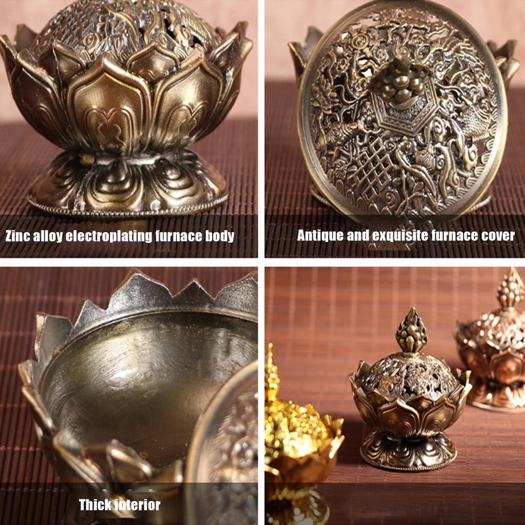 Lotus Cone-shaped Incense Burner Alloy Incense Stick Burner Stand Aromatherapy Base Air Purification Statue For Meditation Yoga
