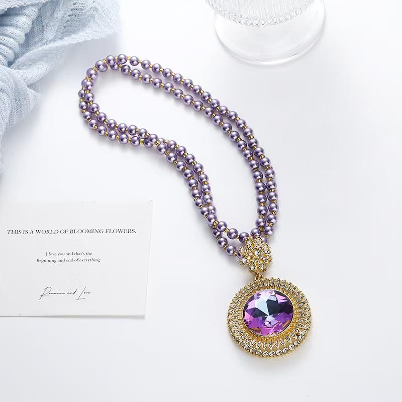 Elegant Purple Sweater Chain: Luxurious Long Necklace Accessory