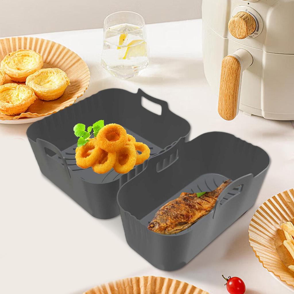 Silicone Liners For Air Fryer Basket Air Fryer Silicone Basket 2 Pieces Non-Stick Reusable Steamer Tray Removable For Cooking