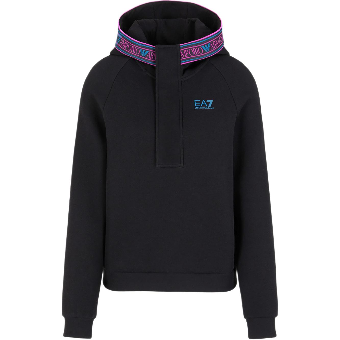Emporio Armani EA7 Contrast Logo Hooded Sweatshirt Women sweatshirt Black 6DTM38-TJUXZ-1200 XL 13400₽