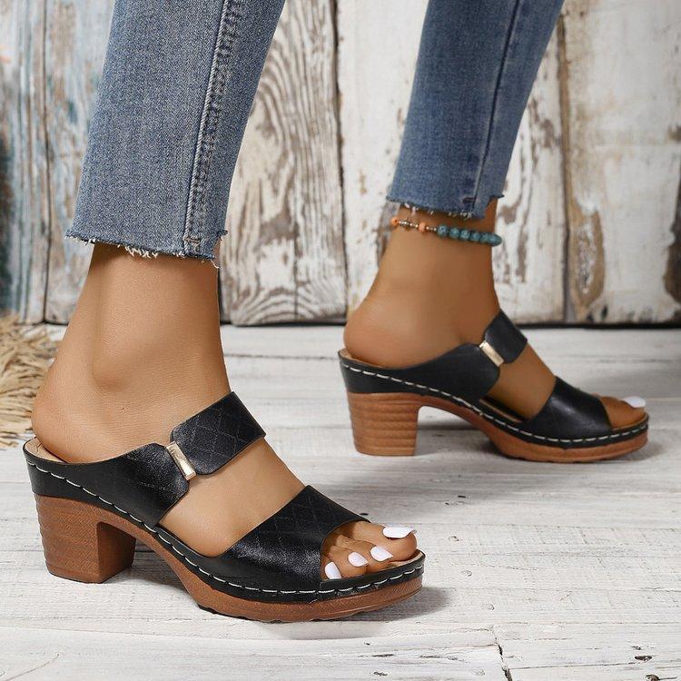 

Туфли на высоком каблуке женские летние 2024 года, новые европейские и американские, импортные, большого размера, модные, толстый каблук, рыбий рот, интернет-знаменитости, классные туфли 36 чёрный