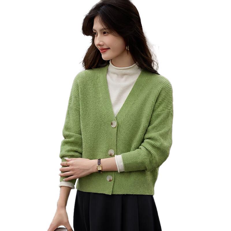 Women's V-Neck Knit Cardigan Sweater T54Z100