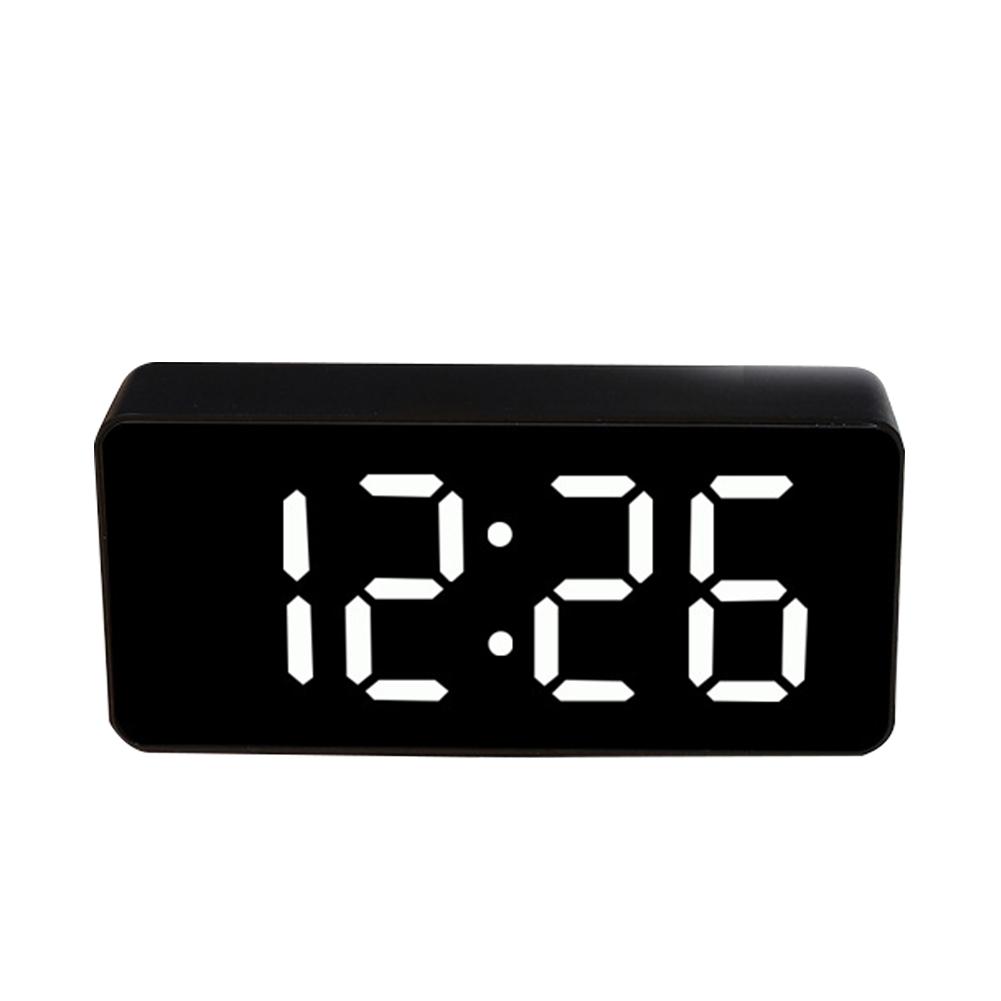 Digital Led Alarm Clock Voice Control Battery USB Dual Power Adjustable Brightness Mute For Teens Bedrooms Bedside