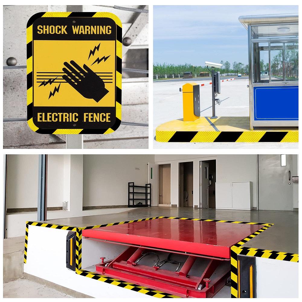 5CM*10M Hoge Zichtbaarheid Reflecterende PVC Wegverkeer Waterdicht Veiligheid Geel en Zwart Keper Auto Reflecterende Strips Waarschuwingstape