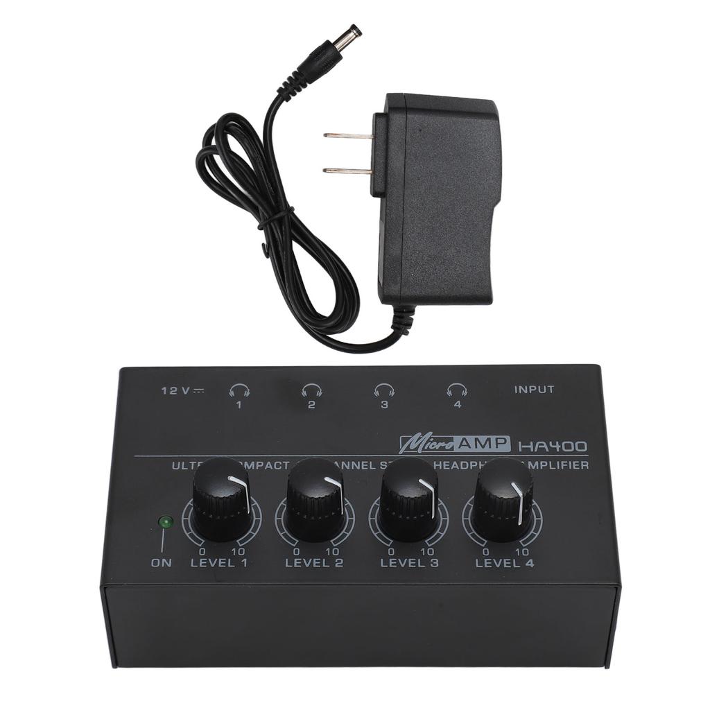 Headphone Amplifier Professional Low Noise Mini High Power 4 Channel Stereo Headphone Amplifier for Studio Stage